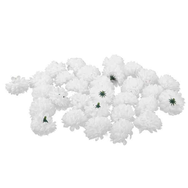 

30 pcs carnations craft artificial flower silk spherical heads wedding decor white