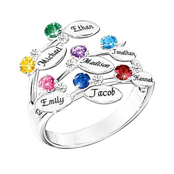 

personalized 925 silver ring for family & friendship custom diy jewelry engrave names&birthstone for mother's day gift#e=ew40, Golden;silver