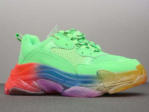 

paris 17fw triple-s sneaker mens and womens rainbow bottom designer shoes triple s clear sole white green luxury designer trainers m23, Black