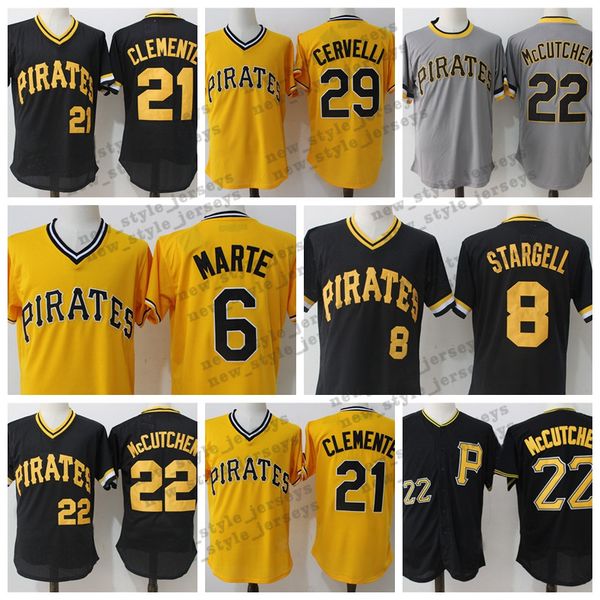 

2019 Pittsburgh 21 Roberto Clemente Pirates Men 22 Andrew 29 Francisco Cervelli 6 Starling Marte 8 Stargell Majestic Baseball Jerseys Marte