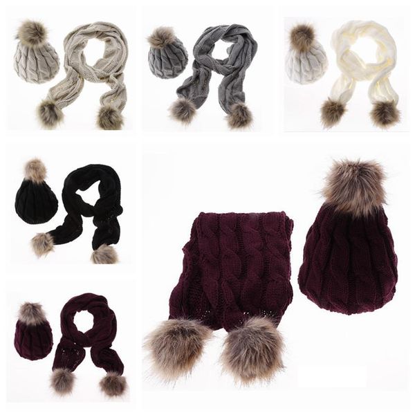 

winter spring warm thicken crochet knitted scarves hats sets pom pom beanies cap scarf for womens outdoor dress up driving hat zza847, Blue;gray