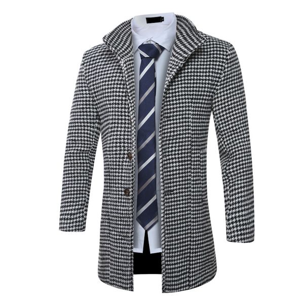 

оптовая продажа-осень зима англия стиль мужская мода плед шерстяные шерстяные смеси пальто, Black