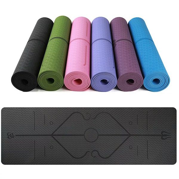 

yoga mat tpewith body position line non-slip tasteless fitness mat pilates carpet gymnastics mats exercise pad 183cm*61cm*6mm