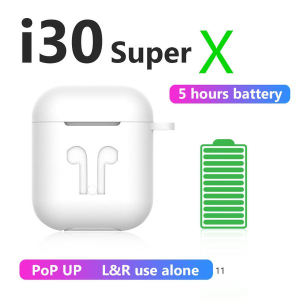 

i30 super x 1:1 tws 5 hours power wireless earphone bluetooth earphones 8d bass earbuds pk w1 chip i10 i11 i12 i9s i20 i30