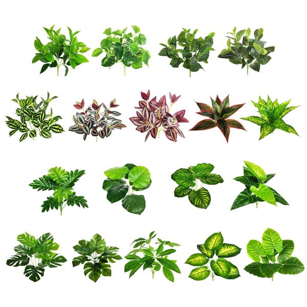 

artificial fake leaf green simulation leaves wedding home party decor wreaths flower rattan simulation leaf shape