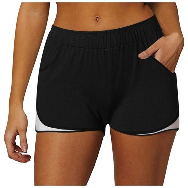 

мода спорт шорты женского фитнес tight quick dry лоскутной бич йога короткие штаны sportwear карманные штаны # lr3, White;red