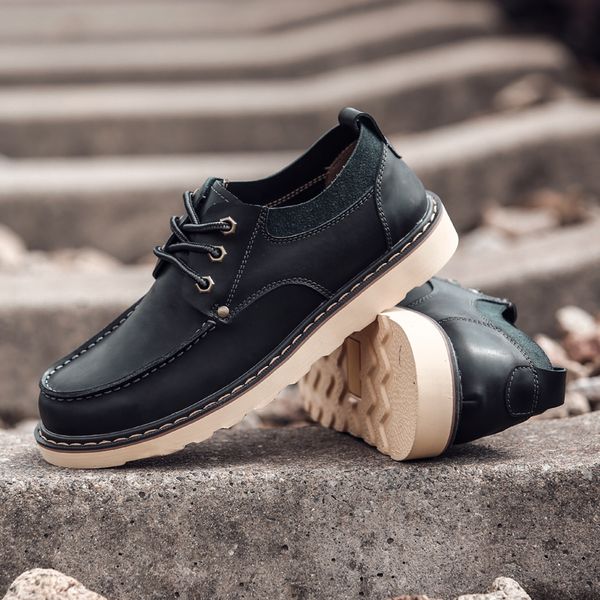 

мужчины повседневная обувь человек зашнуровать resistance открытый дышащие полуботинок мужской обувь из натуральной кожи моды кроссовки, Black