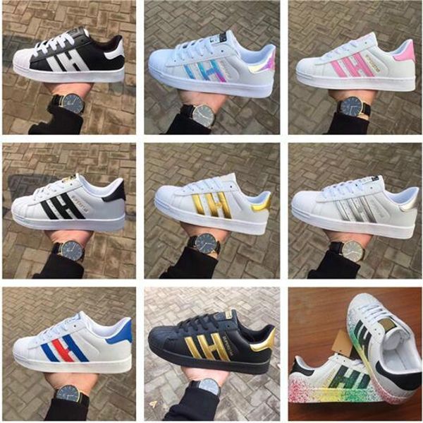 

factory price new brand men women superstar sneakers casual walking shoes woman man shell head flat shoes, Black