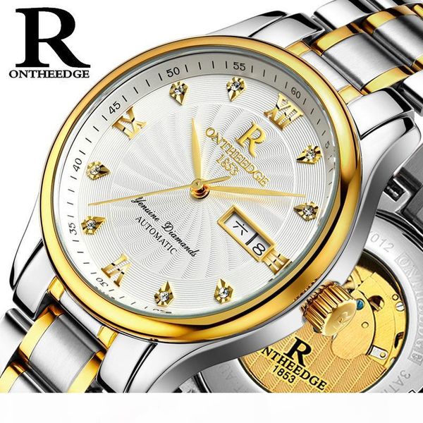 

wengle new fashion steel strip waterproof hollow automatic mechanical calendar sapphire crystal glass mirror luxury mechanical watches, Slivery;brown