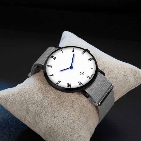

men fashion quartz watch male classic nylon belt band watch simple round dial business men's watches relogio masculino, Slivery;brown