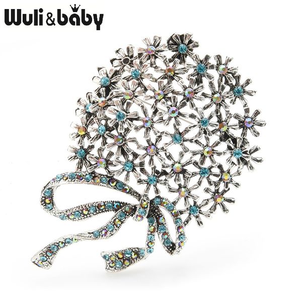 

wuli&baby retro gold silver round flower brooches women alloy weddings banquet brooch pins new year's gifts, Gray