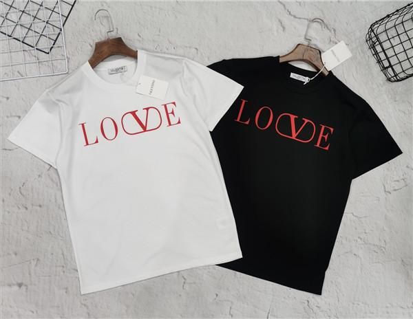

fashion 20ss paris vale love tshirts crewneck short sleeve woven cotton summer tee breathable vest shirt streetwear tshirt outdoor t-shirt, White;black
