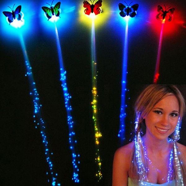 

colorful butterfly led wigs glowing flash hair accessories braid clip hairpin decoration ligth up show new year christmas party