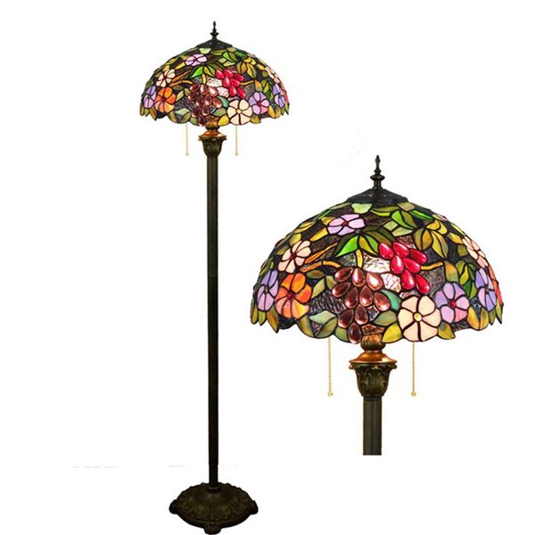 

American antique stained glass lamps living room dining room bedroom art glass light fixtures grape decration Tiffany floor lamp TF037