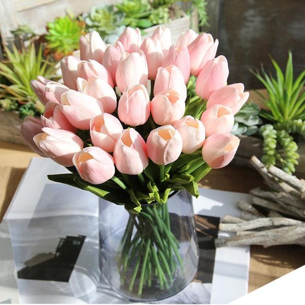 

20pcs tulip artificial flower real touch artificial bouquet fake flower for wedding decoration flowers home garen decor sb18