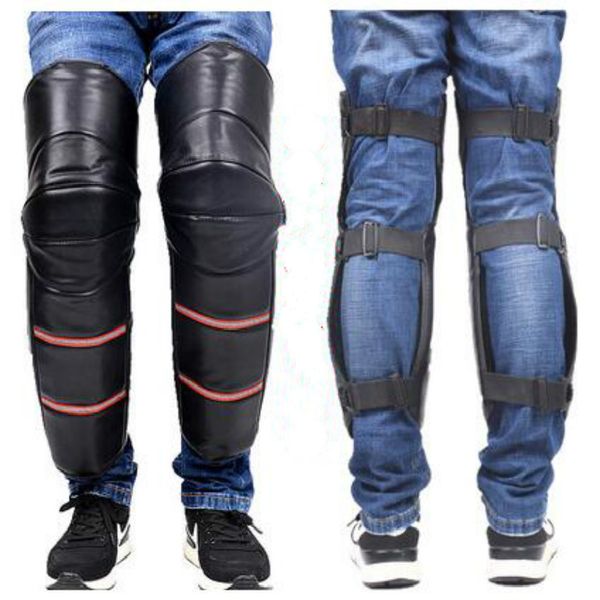 

reflective pu waterproof keep warm scooter knee protector motorcycle knee pads pad kneepad ing, Black;gray