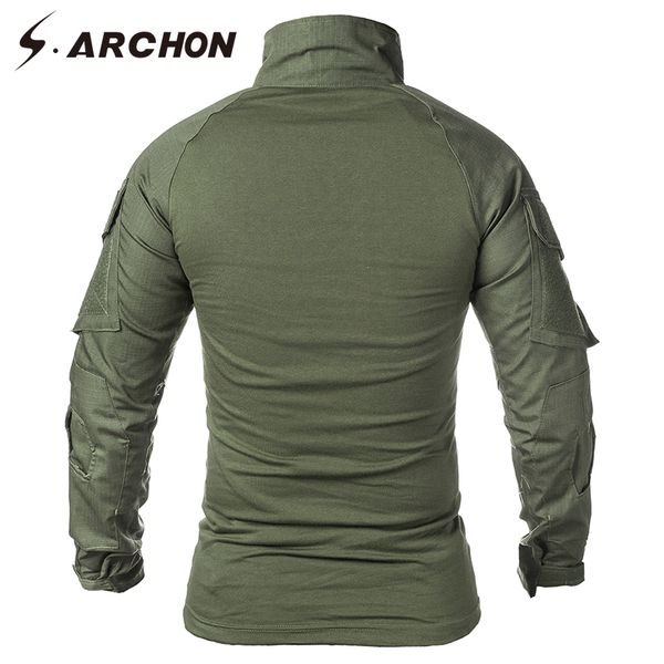 

uniform tactical t sleeve shirt s.archon t-shirt swat soldier shirts men combat fitness breathable paintball long army loccx, Black