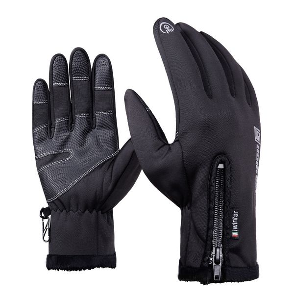

ski cycling motorcycle gloves fleece thermal full fingers glove zipper waterproof windproof winter mountaineering skiing gloves