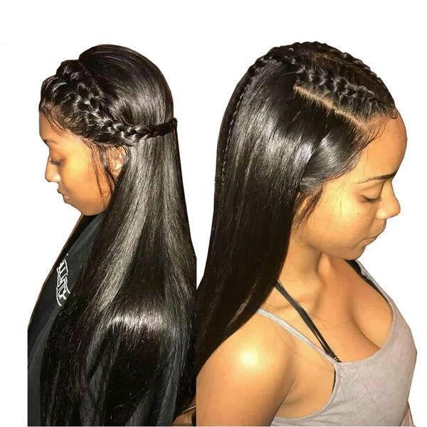 

360 lace frontal wig european straight hair pre plucked lace front 100% human hair wigs for black women with baby hair, Black;brown