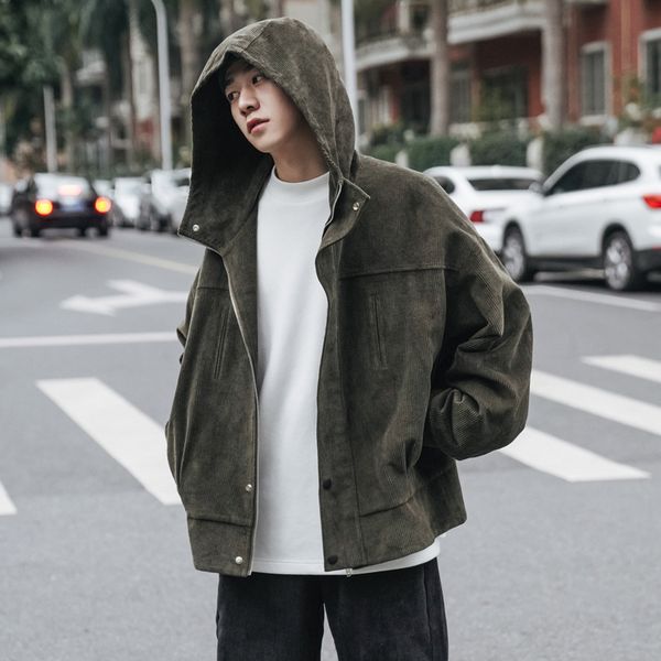 

2019 мужской hat вельвет ткань streetwear bomber jacket сыпучего pure color пальто сыпучего высокое качество ветровка плюс размер s-xl, Black;brown