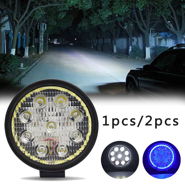 

2pcs car round 4d aura led work light 9v-85v lamp blue aperture waterproof universal spot led work light