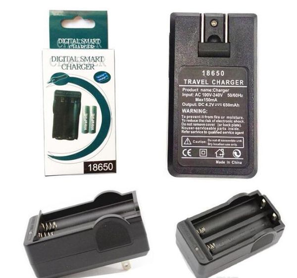 18650 Carregador de Bateria dual slot carregadores EU Plug USB Atacado de carregamento para bateria reutilizar Li-ion Battery com pacote de varejo
