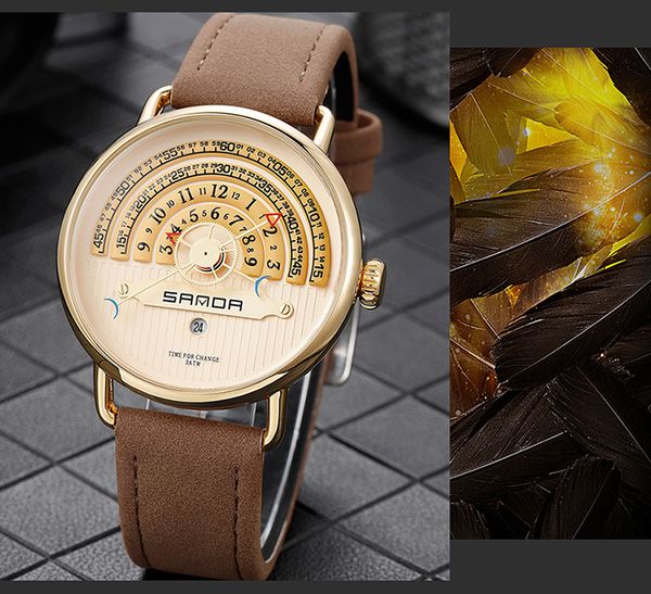 

new fashion men's waterproof wristwatch trend personality creative belt men's quartz wristband gift box, Slivery;brown