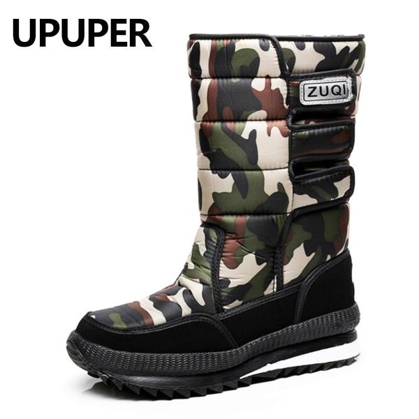 

upuper 2019 mens snow boots men platform winter boots for male warm plush waterproof slip-resistant winter shoes plus size 36-47, Black