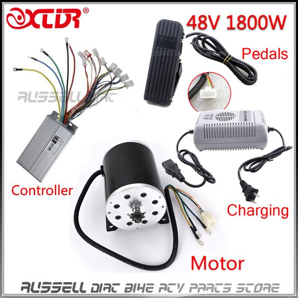 

e-bike 1800w 48v brushless motor controller throttle pedals charging electric go kart atv ebike black