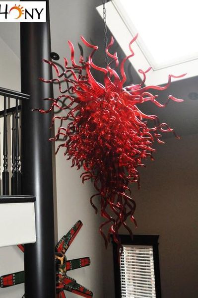 

100% handmade murano glass red color crystal chandeliers wedding decoration