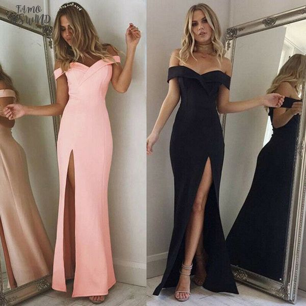 

womens off shoulder dresses casual dresses long maxi evening party beach long dress solid pink black v neck summer costume, Black;gray