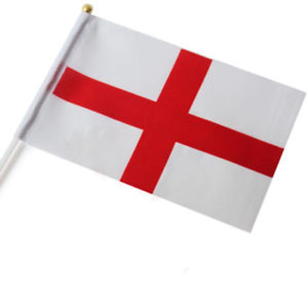 14x21cm Custom England Hand Waving Flags Flags Stick di plastica Prezzo economico Poliestere stampato digitale, spedizione gratuita