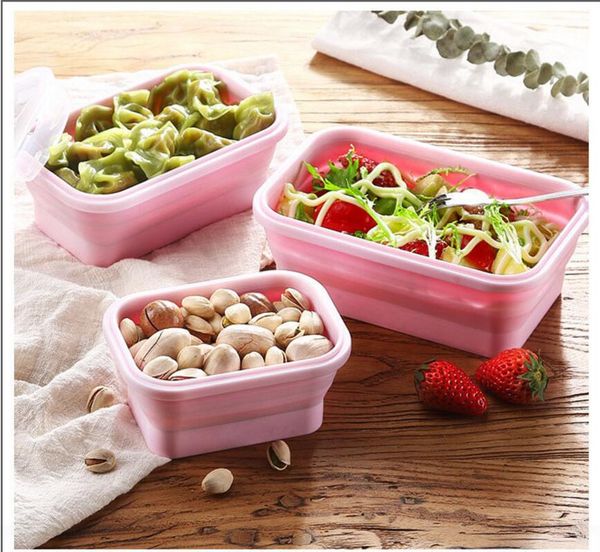 

500ml silicone collapsible lunch box food storage container bento bpa microwavable portable picnic camping rectangle outdoor box