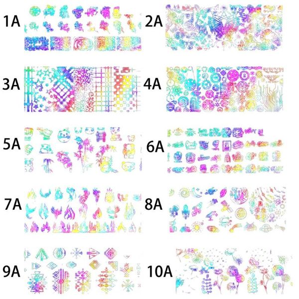 

4*100cm/roll holographic nail foil flame dandelion panda bamboo holo nail art transfer sticker water slide art decals, Black