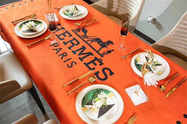 

h letter print tablecloth orange horse design waterproof table cloth fashion kitchen simple print table cloth