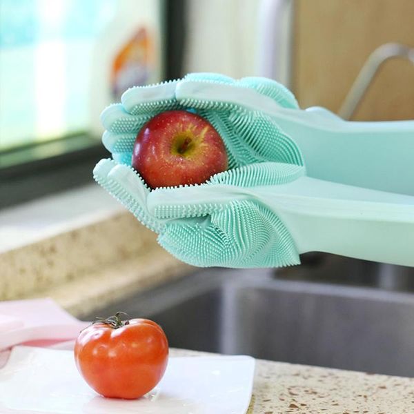 

non-slip double-sided washing gloves silicone bowl dish kitchen cleaning scrubber insulation wear-resistant kitchen gloves