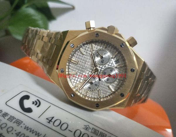 

n8 factory luxury high watch 41mm 26320ba.oo.1220ba.01 silver dial vk quartz 18k yellow gold chronograph mens watch watches, Slivery;brown