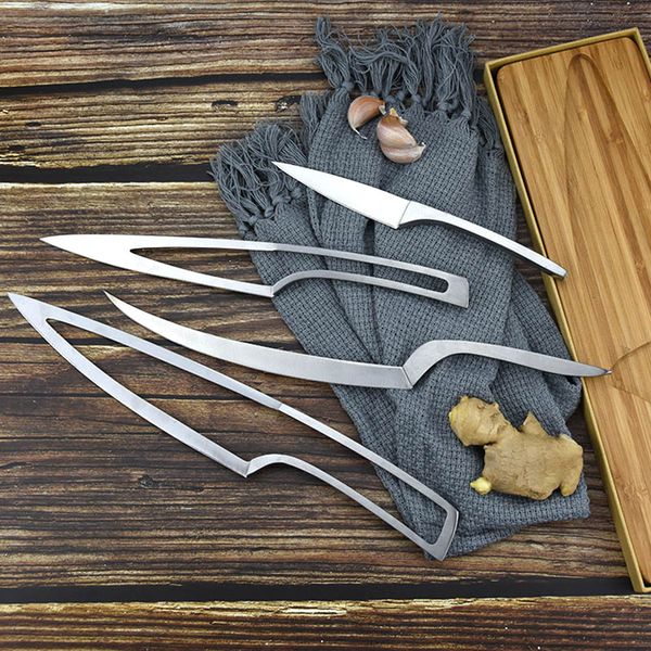 

4 шт / комплект из нержавеющей стали cutter set нарезка steak utility kitchen кливер ножи tb продажа