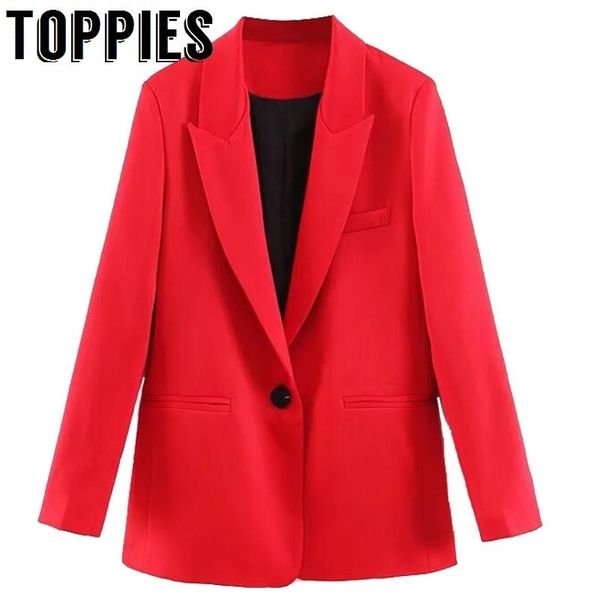 

2019 red suit jacket women single button blazers jacket notched collar ladies office blazer loose coat y190923, White;black