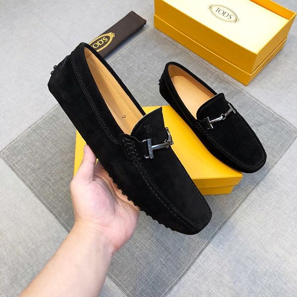 

new style luxury men's casual formal wear leather shoes fashion design brand classic retro men's shoes frosted leather upper soft, Black