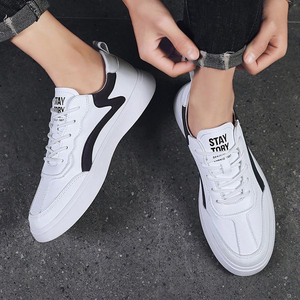 

men's shoes spring trendy shoes 2020 new style white versatile korean-style trend shoe men's casual white, Black