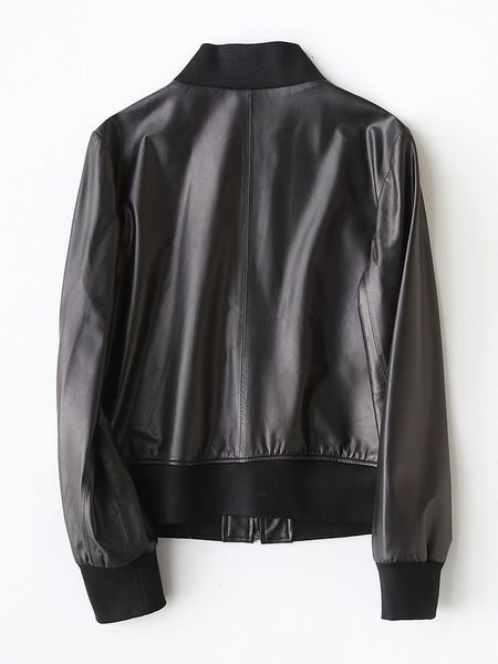 

sheepskin coat genuine leather jacket women for 2020 short casual bomber jacket spring autumn veste cuir femme kqn27206-1 j2319, Black