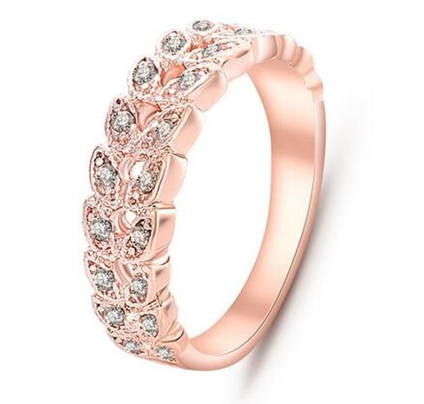 

gold concise classical cz crystal wedding ring rose gold color austrian crystals wholesale, Silver