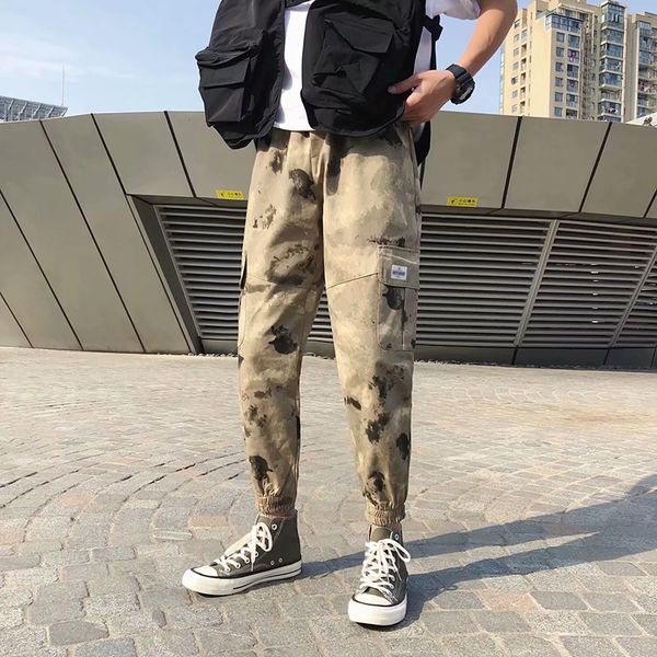 

2020 new men's cargo pant fashion tactical camouflage cargo style men trousers casual streetwear jogger harajuku harem men pants, Black