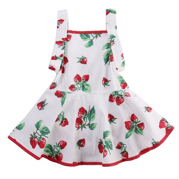 

emmababy fashion cute vintage baby girl floral strawberry print ruffles bubble romper dress sunsuit clothes, Red;yellow