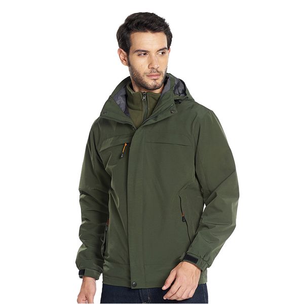 

windbreaker hoodies men's parka 2019 new outdoor mountaineering clothing two-piece three-in-one warm coat, Black