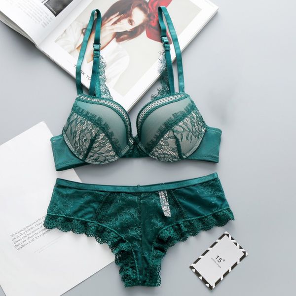 

2018 elegant women bra set ladies lace gathering bra underwear set, Red;black