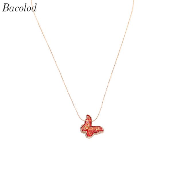 

bacolod colorful butterfly shaped pendant necklace for girls gold color alloy party jewelry accessories fashion women necklaces, Silver