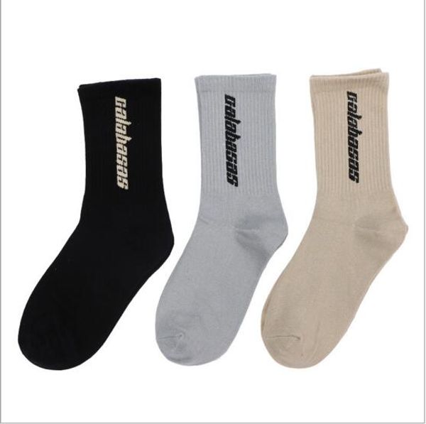 

fashion kanye west season 4 crewneck sweatpants calabasas socks men's socks comfortable men elastic sock hip hop 2020 new, Black