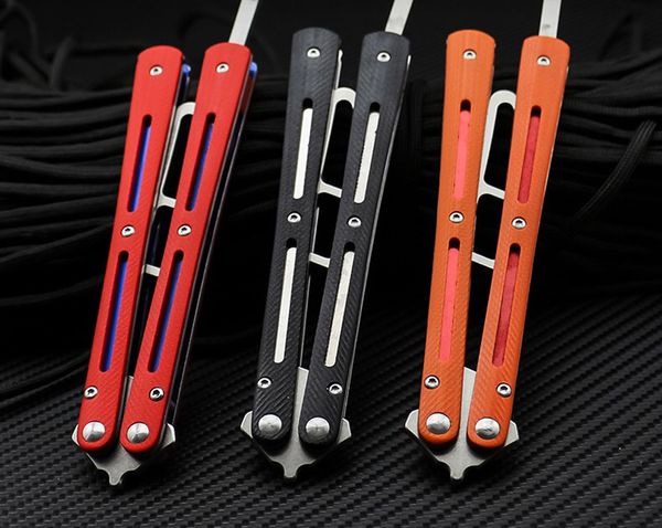 

Tactical trainer practice metal teel g10 handle bearing blunt butterfly tool